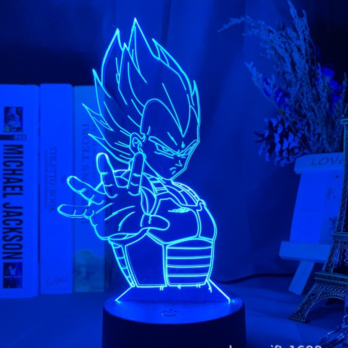 Lampe 3D Dragon Ball Vegeta bleu